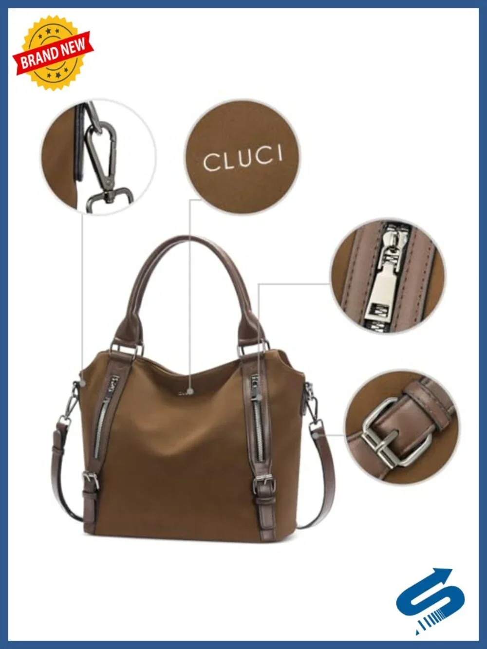 Large Suede Hobo Bag with Multiple Pockets, Shoulder & Crossbody